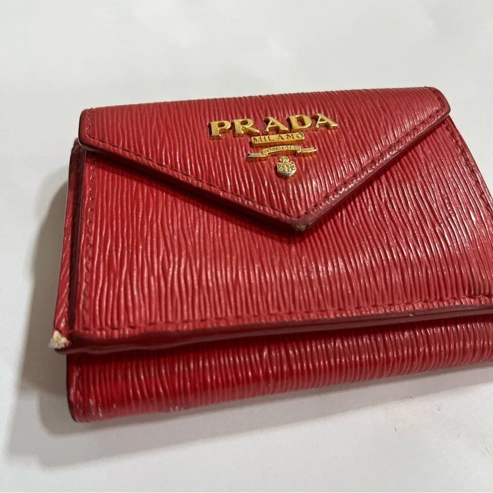 PRADA Compact Wallet Tri-fold Leather Vitello Move Mini
